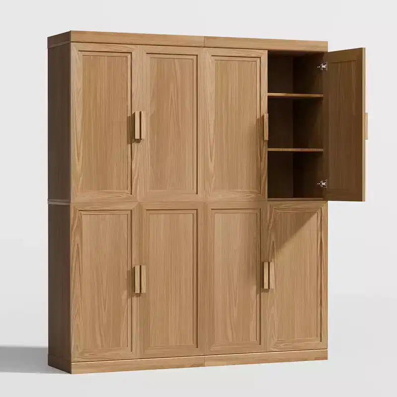 72x62x16 Wood Accent Cabinet in Natural Color, Storage Organizer with Adjustable Shelves for Kitchen Bedroom Entryway Living Room Dinning Room