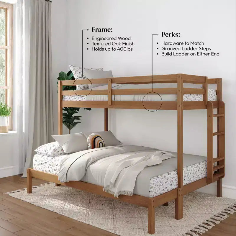 Bunk Bed for Kids, Twin XL over Queen, Engineered Wood