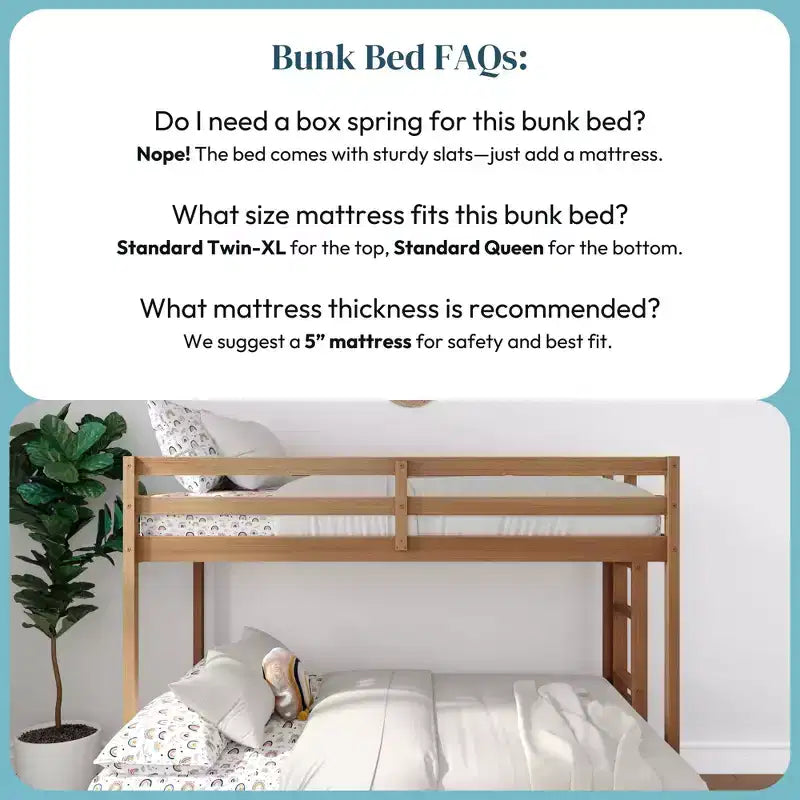 Bunk Bed for Kids, Twin XL over Queen, Engineered Wood