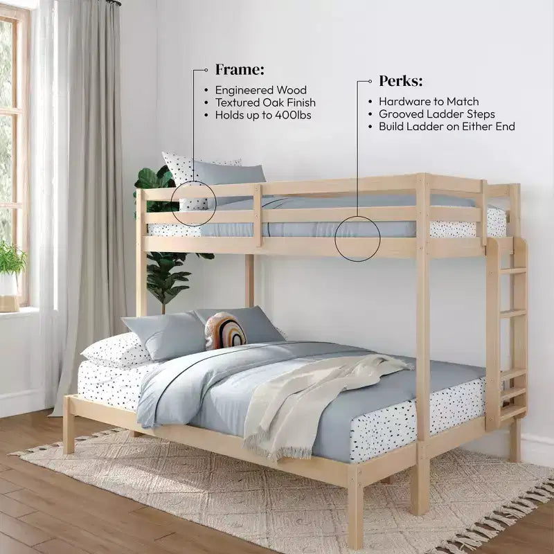 Bunk Bed for Kids, Twin XL over Queen, Engineered Wood