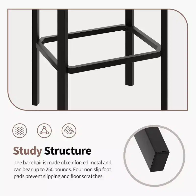 24 Inch Counter Height Bar Stools Set of 4 PU Leather Padded Metal Dining Chairs for Kitchen Island