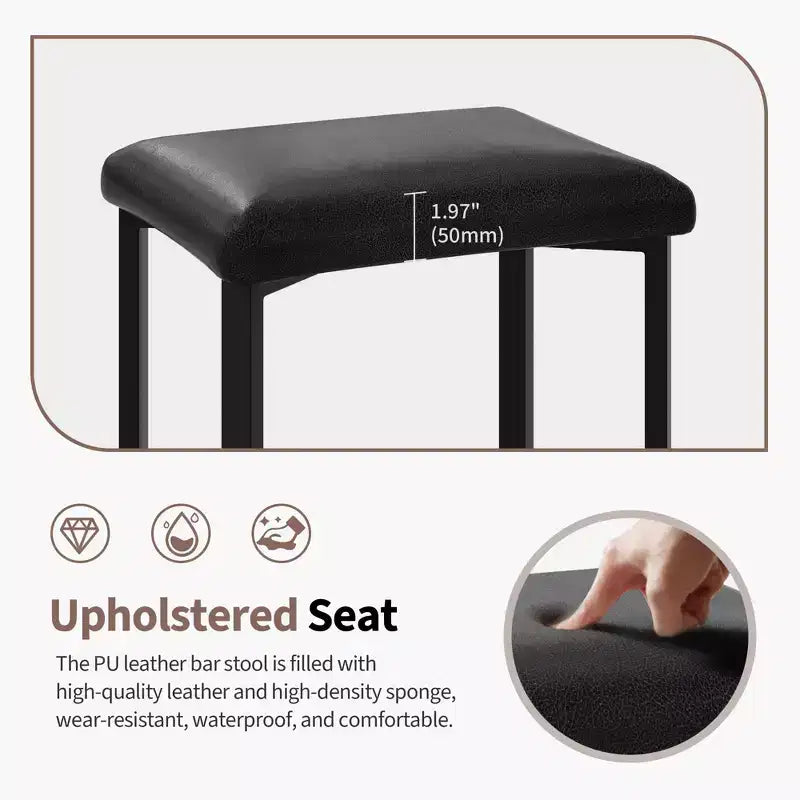 24 Inch Counter Height Bar Stools Set of 4 PU Leather Padded Metal Dining Chairs for Kitchen Island