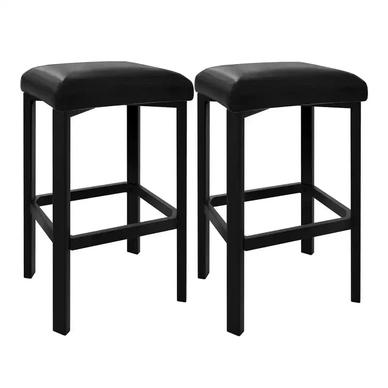 Acekool 24 Inch Counter Height Bar Stools Set of 4 PU Leather Padded Metal Dining Chairs for Kitchen Island