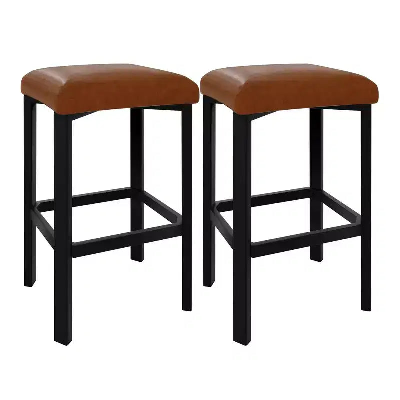 24 Inch Counter Height Bar Stools Set of 4 PU Leather Padded Metal Dining Chairs for Kitchen Island