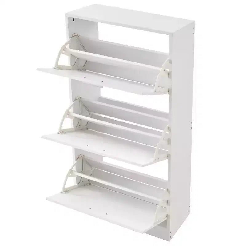 Shoe Cabinet with 3 Flip Drawers, Shoe Storage Cabinet for Entryway, Free Standing Shoe Storage Organizer with Side Hooks for Heels, Boots