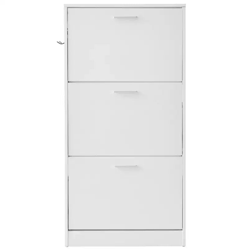 Shoe Cabinet with 3 Flip Drawers, Shoe Storage Cabinet for Entryway, Free Standing Shoe Storage Organizer with Side Hooks for Heels, Boots
