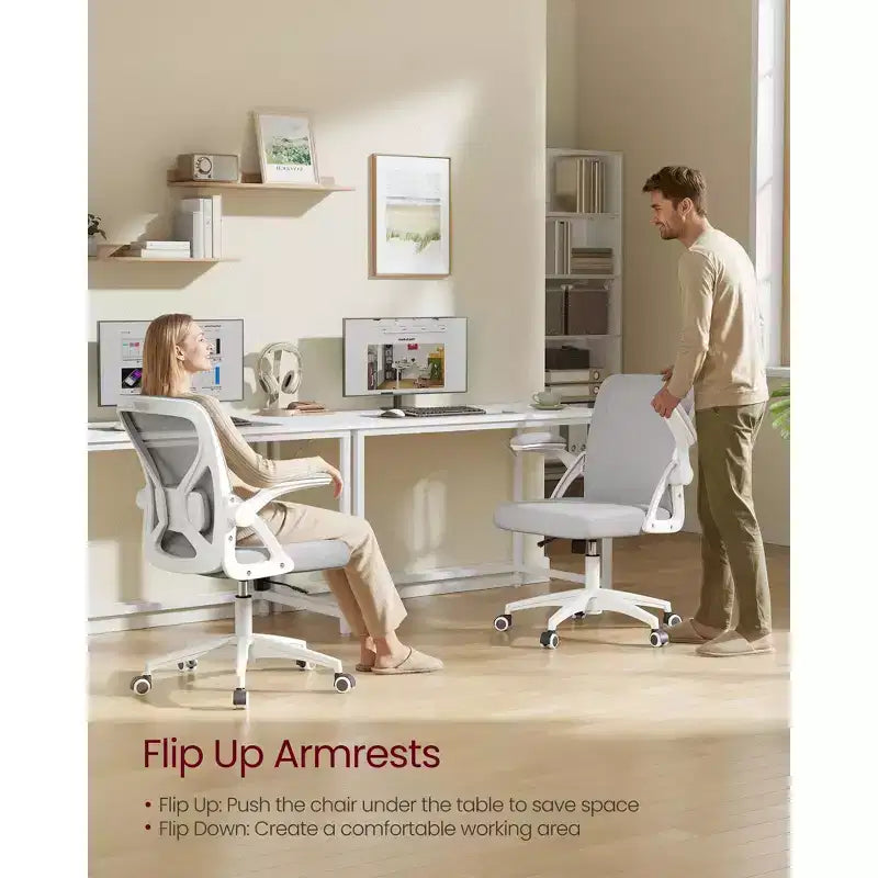 Ergonomic Mesh Office Chair with Adjustable Lumbar Support, 90-105 Tilt Function, Wide Seat, FlipUp Armrests