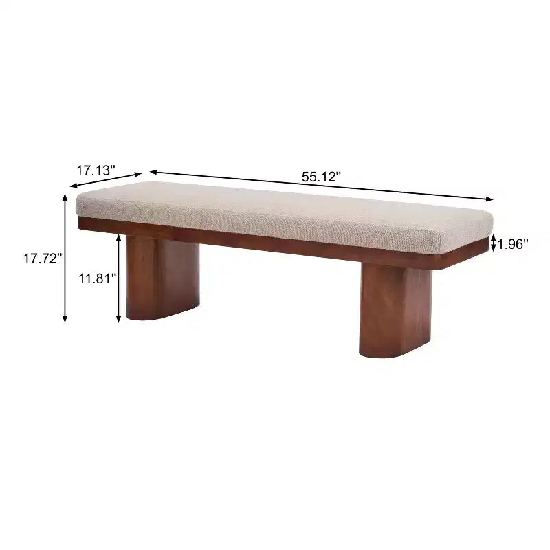 Fernando Modern Wooden Upholstered Bench with Rubberwood Legs