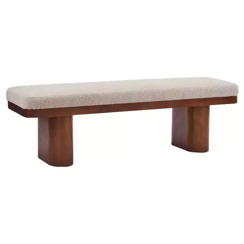 Fernando Modern Wooden Upholstered Bench with Rubberwood Legs