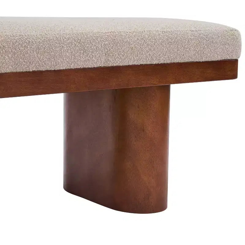 Fernando Modern Wooden Upholstered Bench with Rubberwood Legs