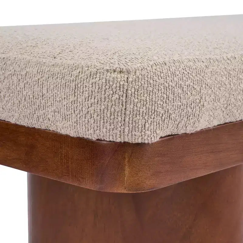 Fernando Modern Wooden Upholstered Bench with Rubberwood Legs
