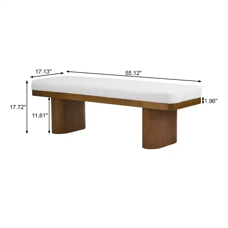 Fernando Modern Wooden Upholstered Bench with Rubberwood Legs
