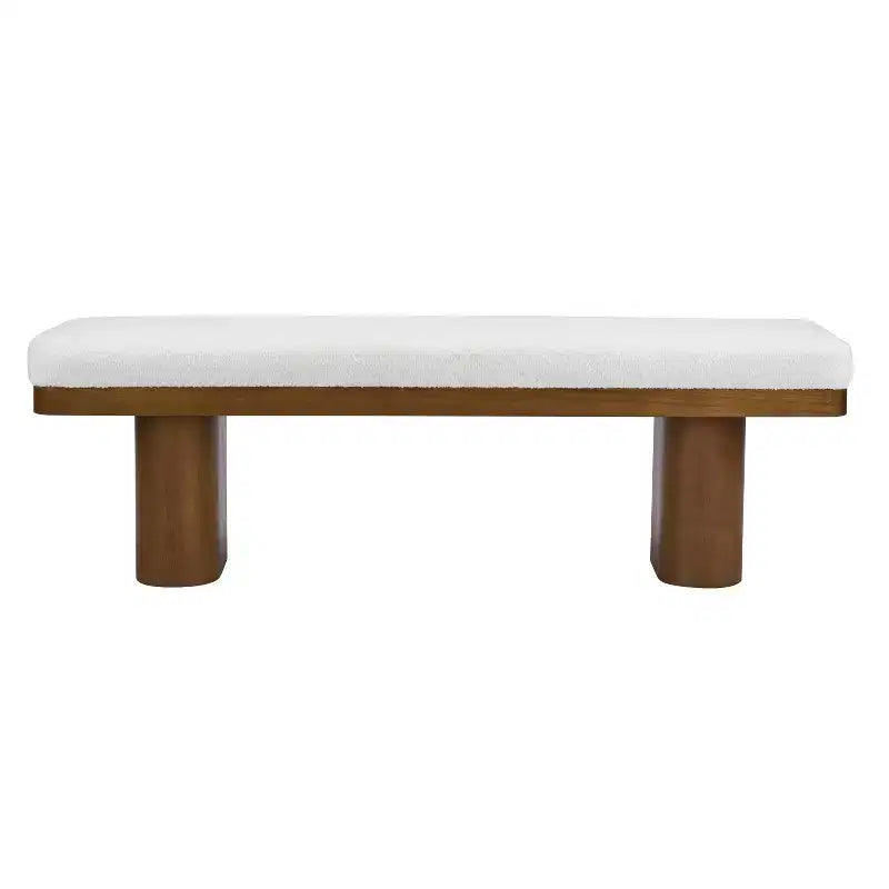 Fernando Modern Wooden Upholstered Bench with Rubberwood Legs