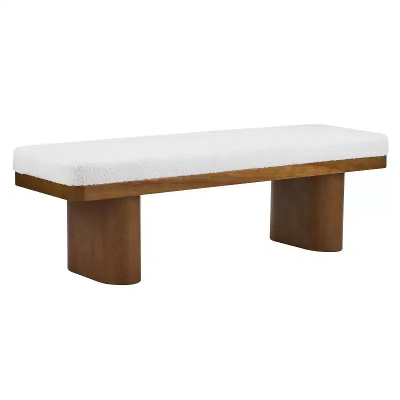 Fernando Modern Wooden Upholstered Bench with Rubberwood Legs