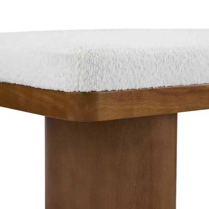 Fernando Modern Wooden Upholstered Bench with Rubberwood Legs