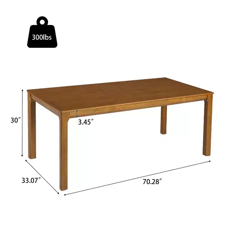 Modern Minimalist 70 Solid Rubber Wood Rectangular Dining Table