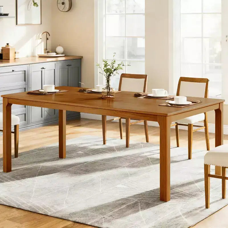 Modern Minimalist 70 Solid Rubber Wood Rectangular Dining Table