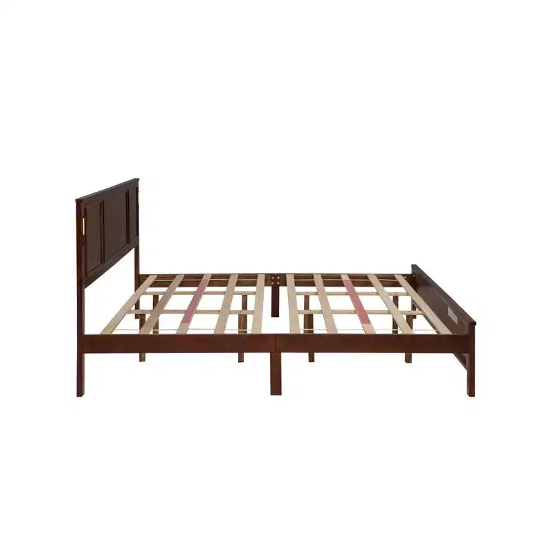 Minnie Modern Pine Wood Bed with Tall-Panel Headboard and Footboard