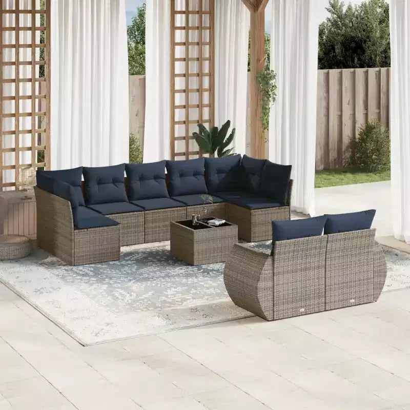 Outdoor Sofa Set Solid Acacia Wood and Polyester Natural