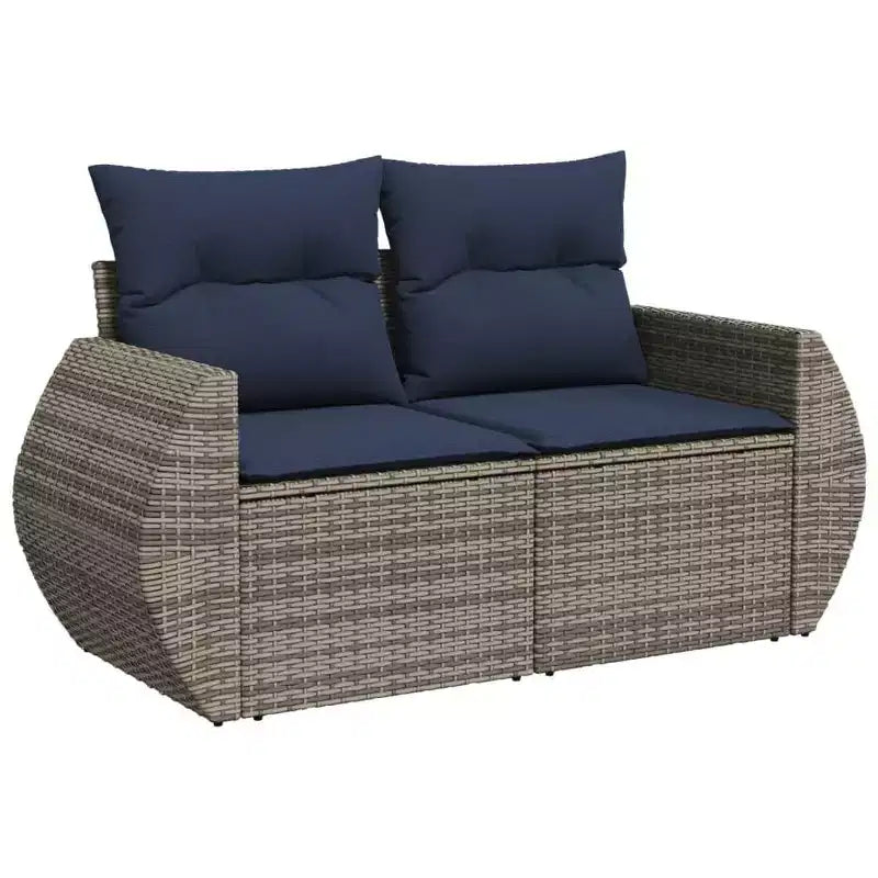 Outdoor Sofa Set Solid Acacia Wood and Polyester Natural