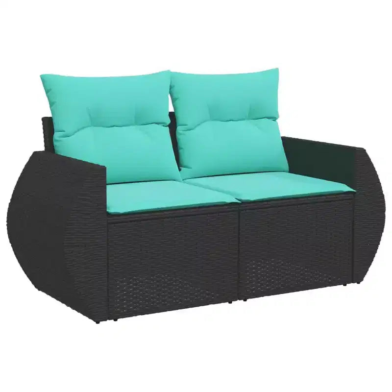 Outdoor Sofa Set Solid Acacia Wood and Polyester Natural