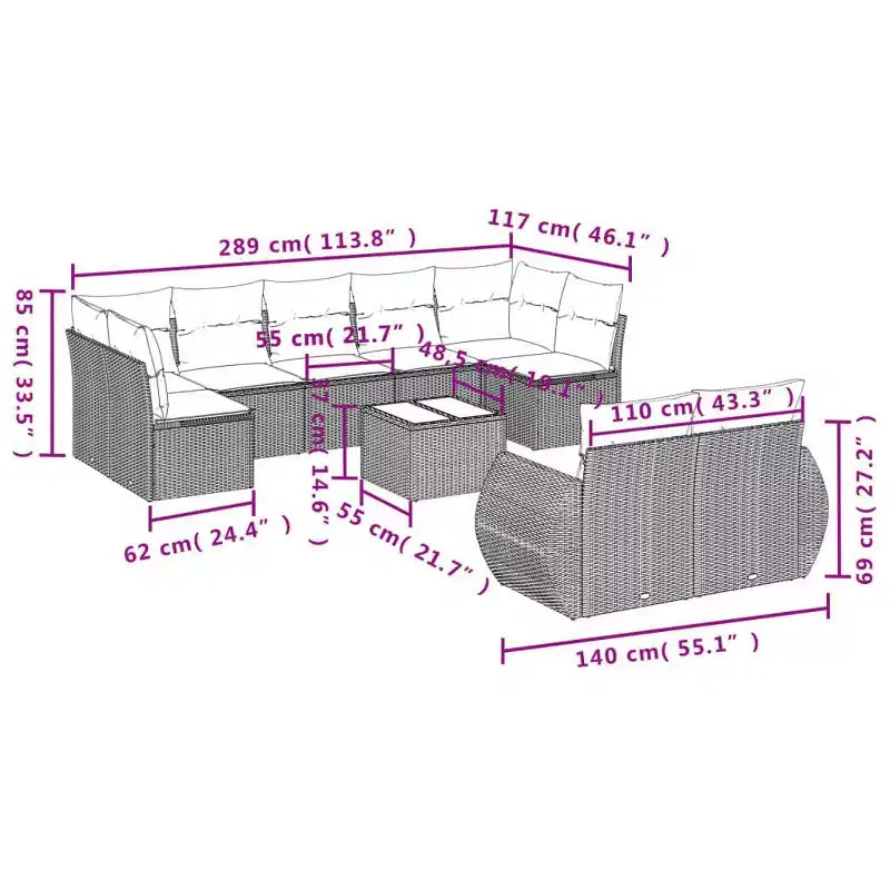 Outdoor Sofa Set Solid Acacia Wood and Polyester Natural