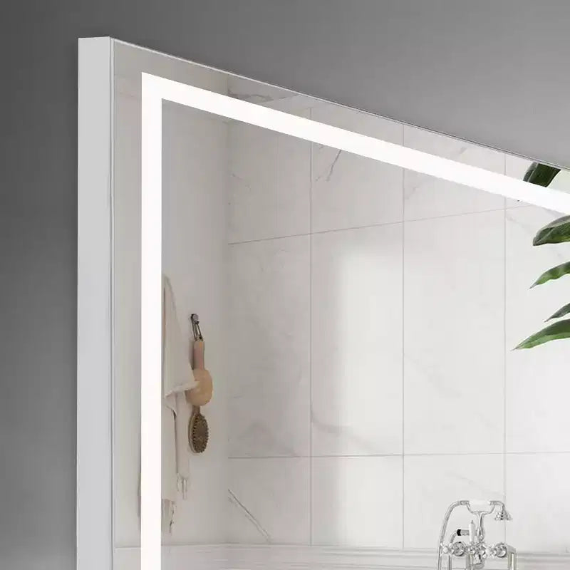 Specchio da parete per bagno 2448 con anti-appannamento, specchio da parete con controllo touch dimmerabile a 3 colori - Argento