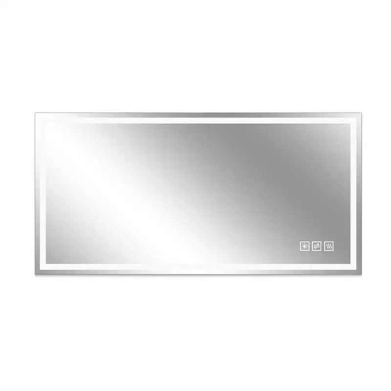 Specchio da parete per bagno 2448 con anti-appannamento, specchio da parete con controllo touch dimmerabile a 3 colori - Argento