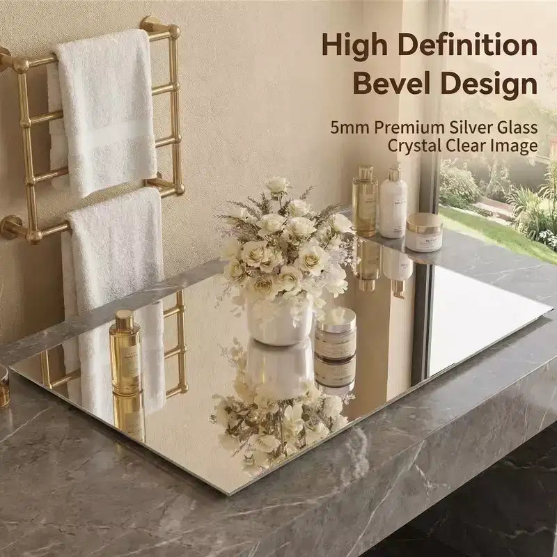 Specchio da parete per bagno 2448 con anti-appannamento, specchio da parete con controllo touch dimmerabile a 3 colori - Argento