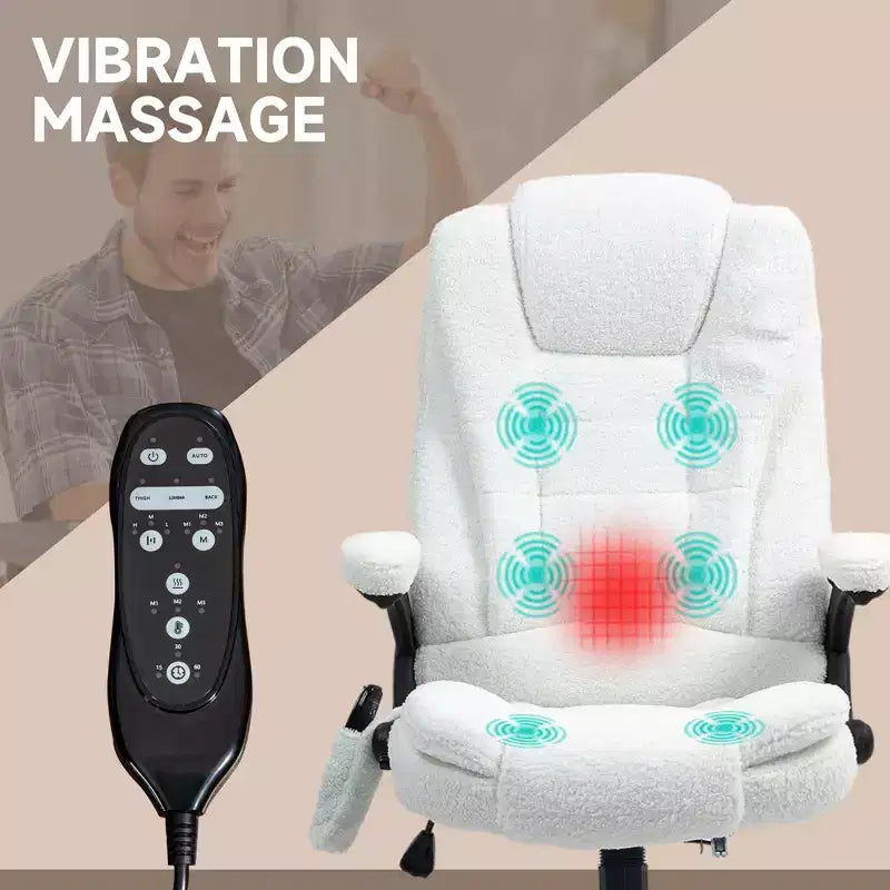 6 Point Executive Office Chair with Heat, Velvet High Back Vibrating Massage Office Chair
