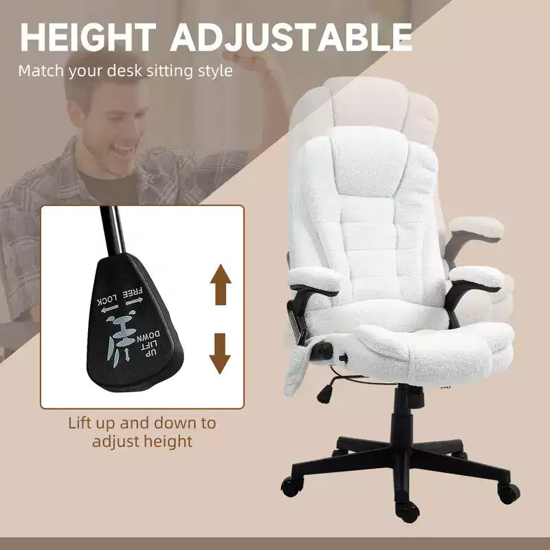 6 Point Executive Office Chair with Heat, Velvet High Back Vibrating Massage Office Chair