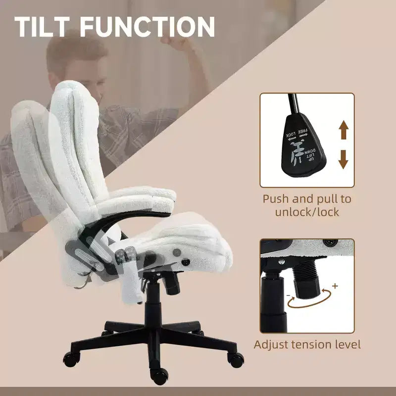 6 Point Executive Office Chair with Heat, Velvet High Back Vibrating Massage Office Chair
