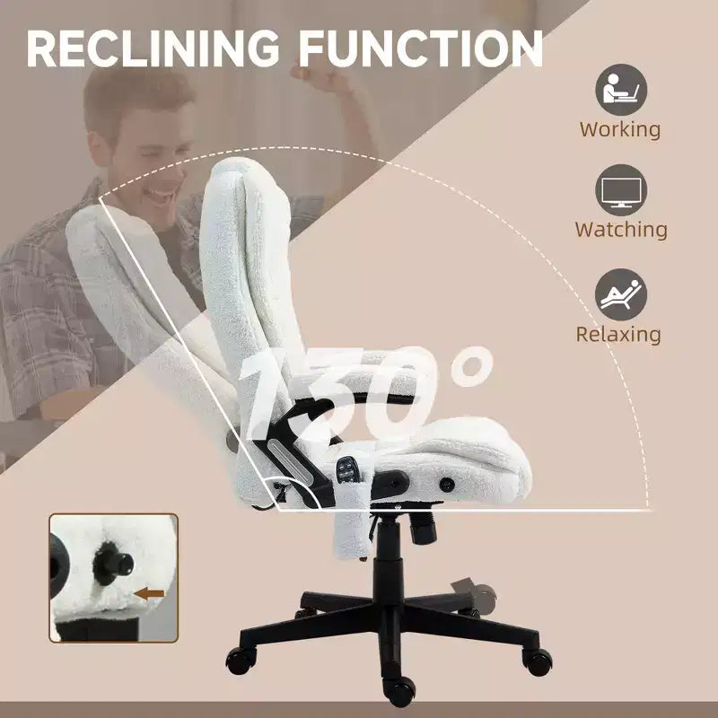 6 Point Executive Office Chair with Heat, Velvet High Back Vibrating Massage Office Chair