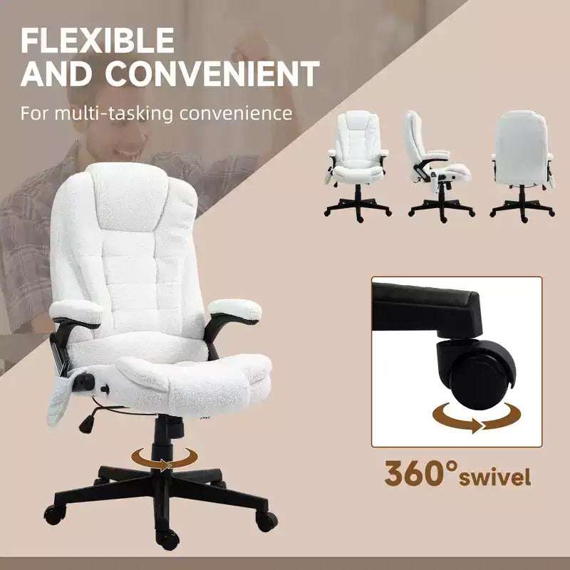 6 Point Executive Office Chair with Heat, Velvet High Back Vibrating Massage Office Chair