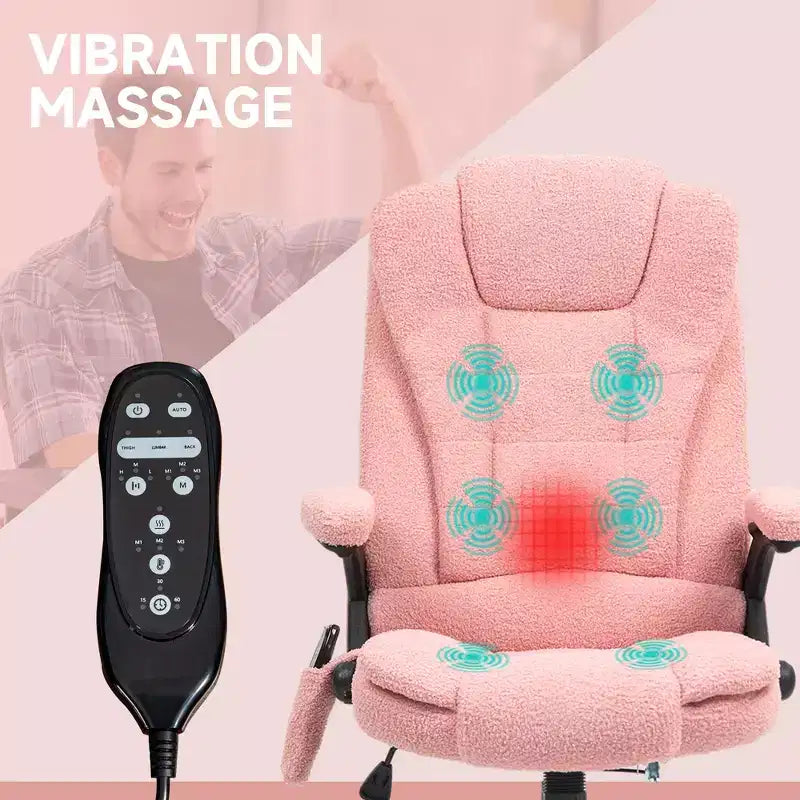 6 Point Executive Office Chair with Heat, Velvet High Back Vibrating Massage Office Chair
