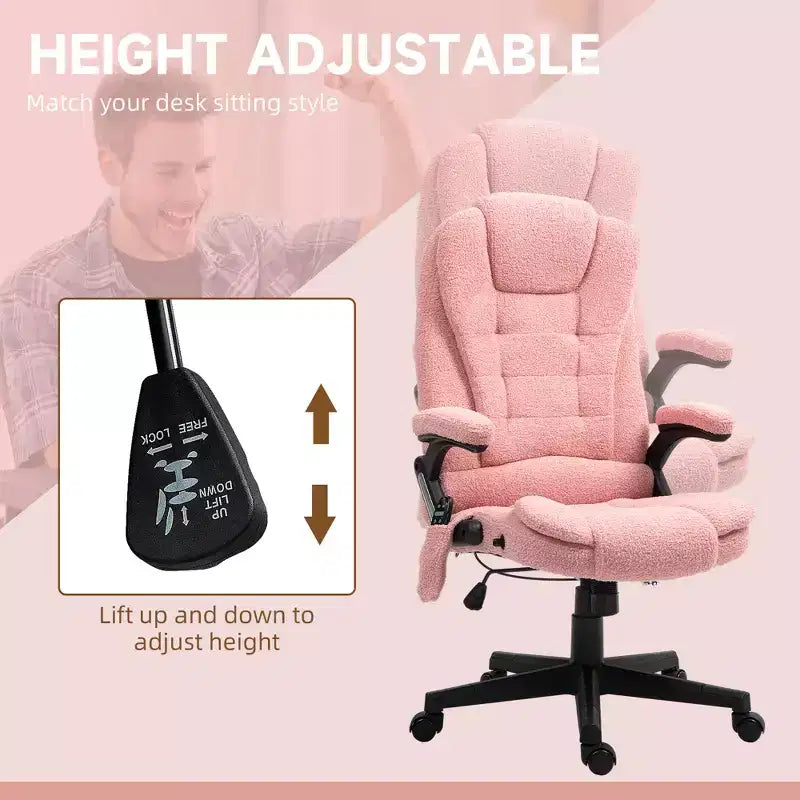 6 Point Executive Office Chair with Heat, Velvet High Back Vibrating Massage Office Chair
