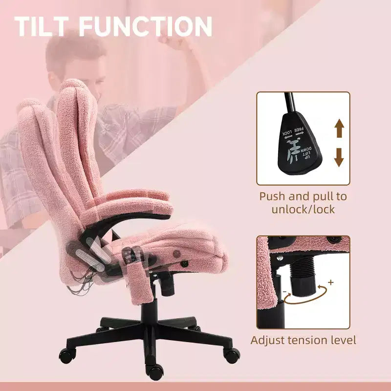 6 Point Executive Office Chair with Heat, Velvet High Back Vibrating Massage Office Chair
