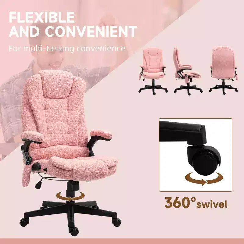 6 Point Executive Office Chair with Heat, Velvet High Back Vibrating Massage Office Chair