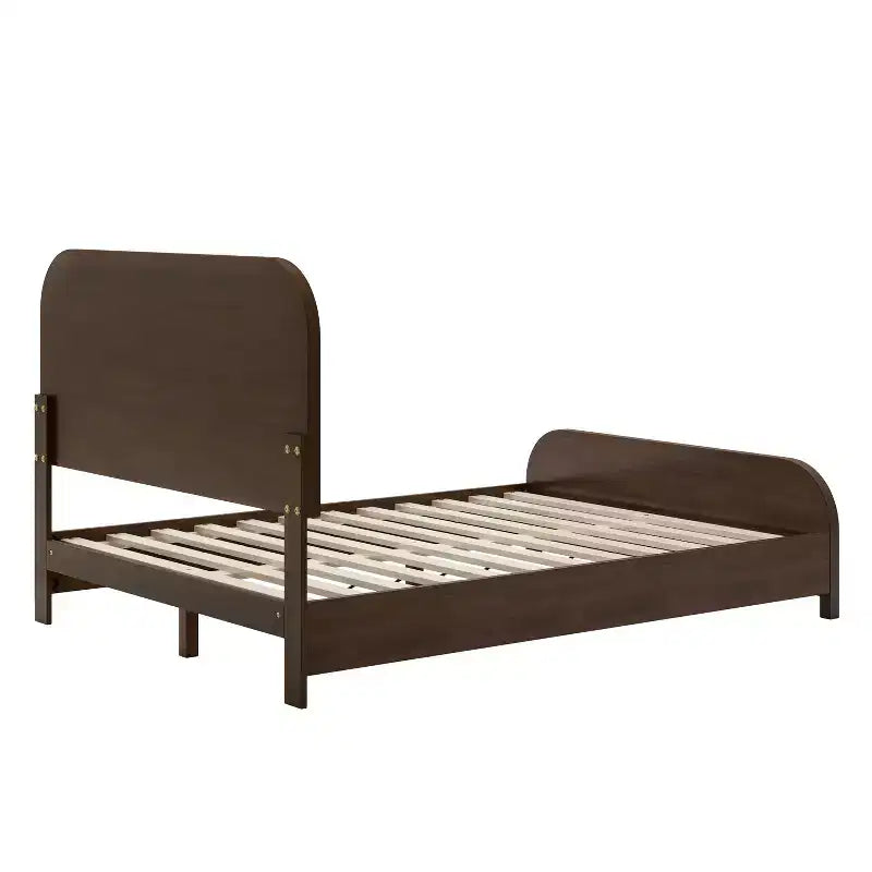 Bennett Mid-Century Modern Wood Platform Bed Frame with Slat Headboard