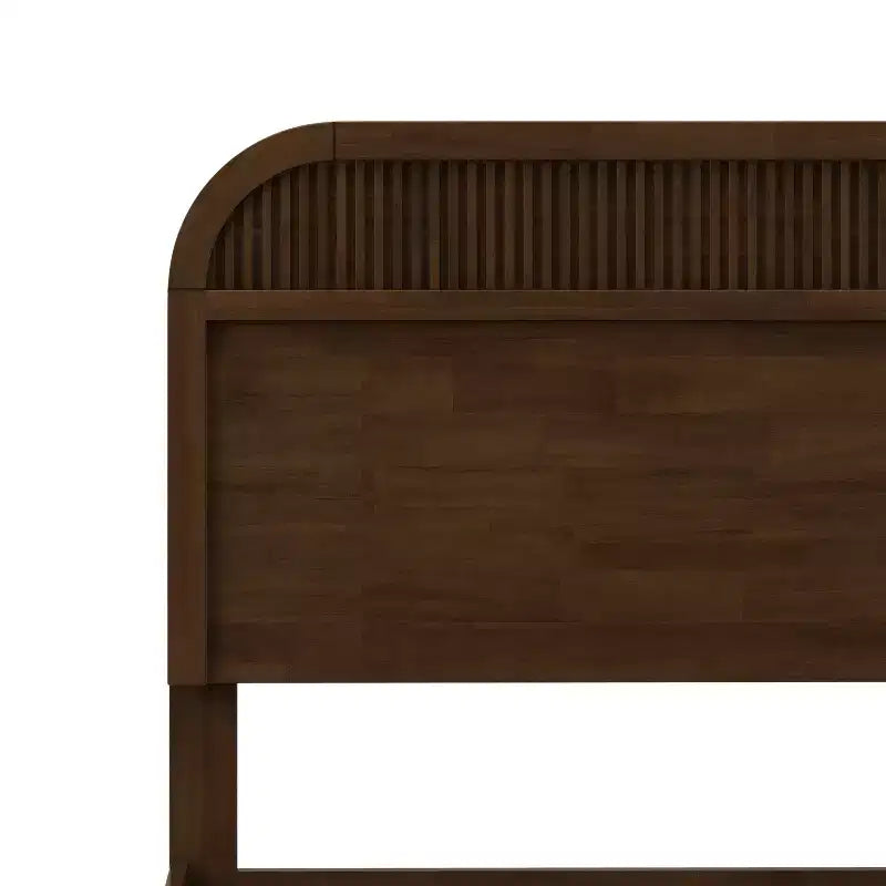 Bennett Mid-Century Modern Wood Platform Bed Frame with Slat Headboard