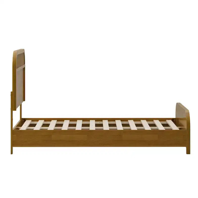 Bennett Mid-Century Modern Wood Platform Bed Frame with Slat Headboard