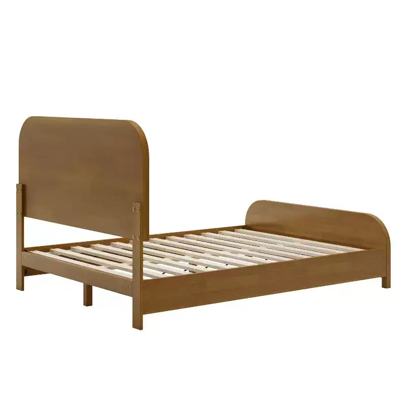 Bennett Mid-Century Modern Wood Platform Bed Frame with Slat Headboard