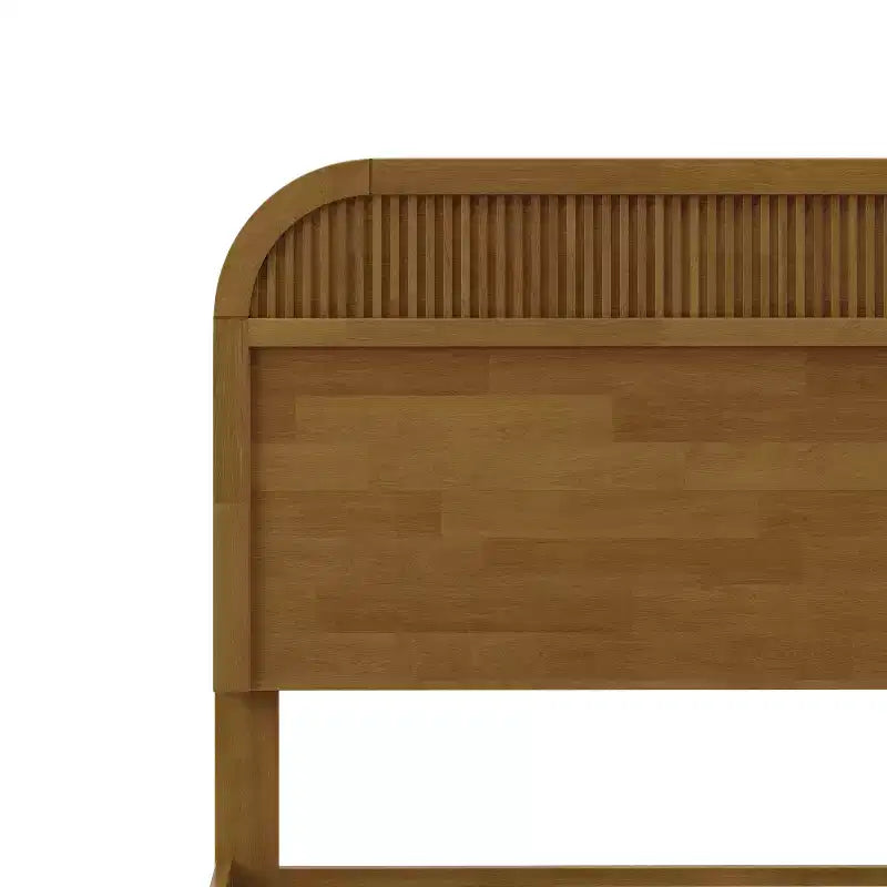 Bennett Mid-Century Modern Wood Platform Bed Frame with Slat Headboard