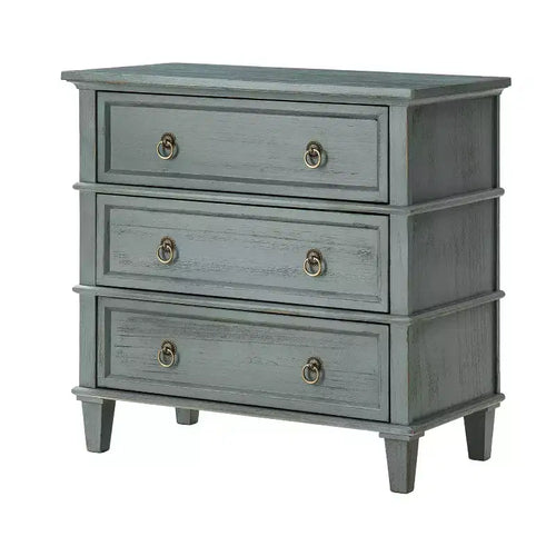 Helena 28W 3-Drawer Solid Wood End Table with Built-in Charging Station|HULALA HOME