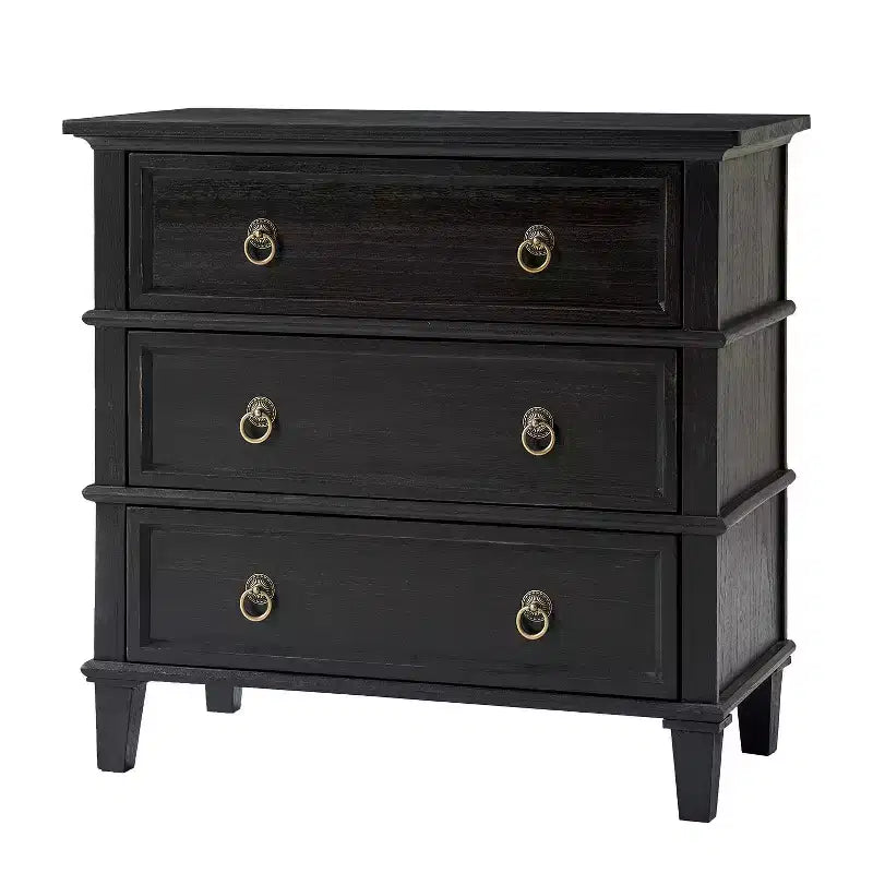 28W 3-Drawer Solid Wood End Table with Built-in Charging Station