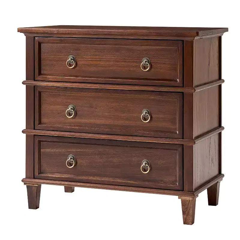 28W 3-Drawer Solid Wood End Table with Built-in Charging Station