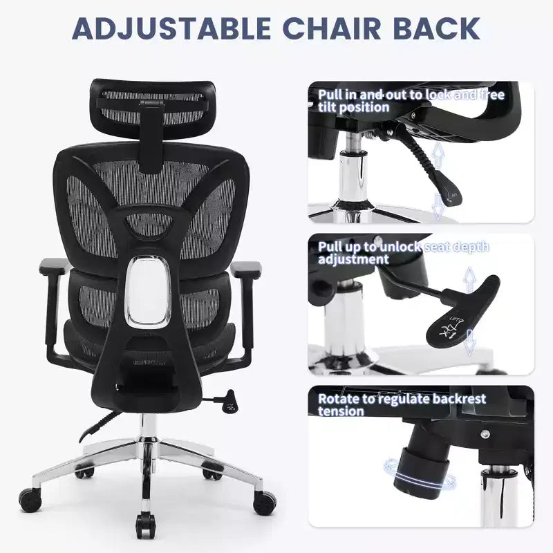 Ergonomic Mesh Executive Office Chair High-Back Computer Chair with Adjustable 3D Headrest, 4D Turn over-Up Armrests, 3-Level Tilt Recline