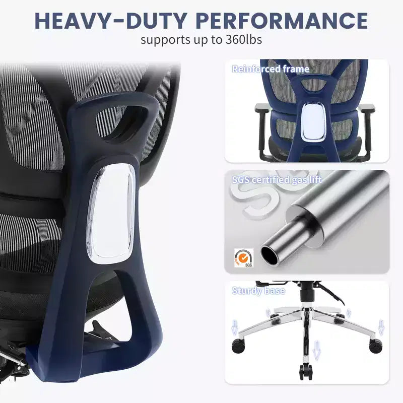 Ergonomic Mesh Executive Office Chair High-Back Computer Chair with Adjustable 3D Headrest, 4D Turn over-Up Armrests, 3-Level Tilt Recline