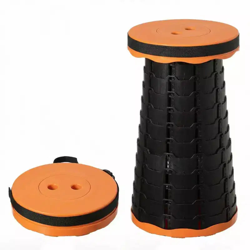 Collapsible Stool, Telescopic Adjustable Round Seat for Fishing Hiking Travel and Outdoor Events with Compact Cylindrical Extendable Design