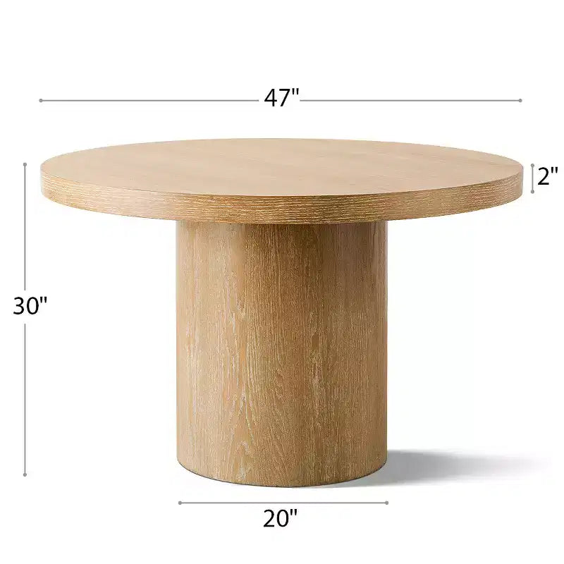 Modern 47 Round Pedestal Dining Table with Wood Grain Finish, 4-Person Round Kitchen Table for Dining Room or Small Spaces